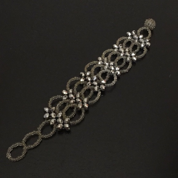 Jewelry - NWOT Silver/Black Beaded Bracelet